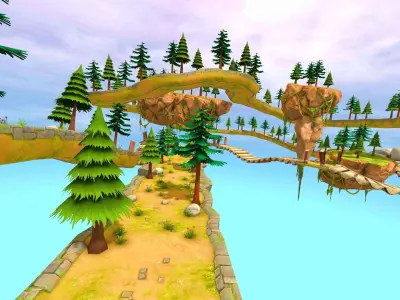 Offroad Toon Stunt Tracks Low-poly 3D model