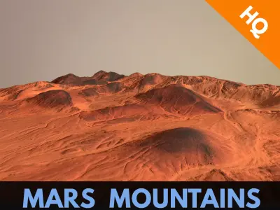 Mars Planet Terrain Mountains Landscape Desert Valley PBR 01 Low-poly 3D model