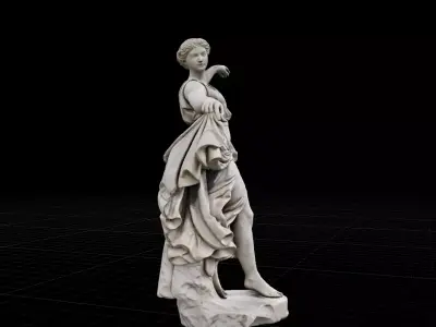 Hellenistic Dancing Muse  High-Detail White Marble Statue Low-poly 3D model