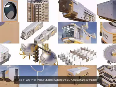 Sci-Fi City Prop Pack Futuristic Cyberpunk 3D Assets 002