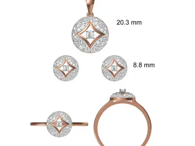 Light wt Ring Earrings Pendant set stl jcd 1-render details 3D print model 44