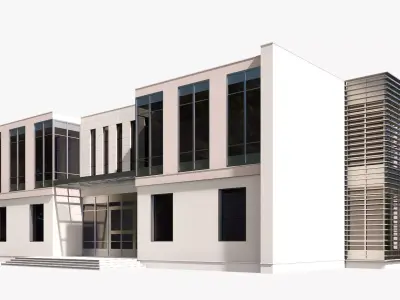 modern realistic building Low-poly 3D model