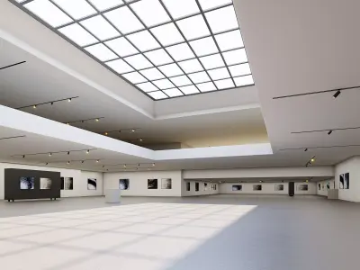 low poly gallery hall 01 Low-poly 3D model