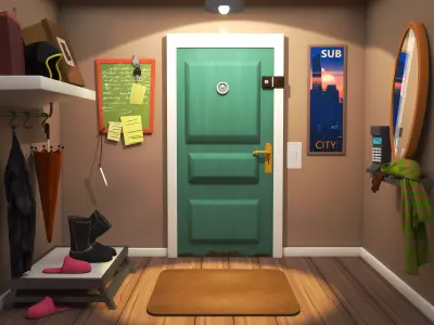  3d stylized cartoon corridor Low-poly 3D model