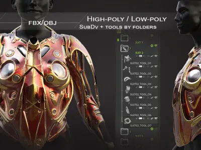 20 Scifi Busts with Textures Ready for Games and 3D Softwares Low-poly 3D model