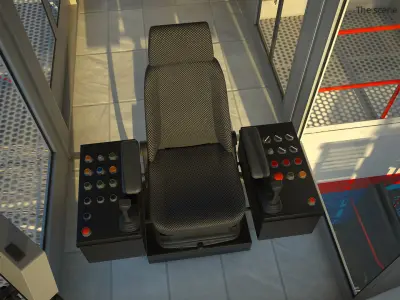  Mining Dragline With Long Boom White Rigged for Cinema 4D 