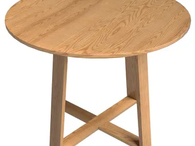 Olwen Oak Wood Round Dining Table Low-poly 3D model