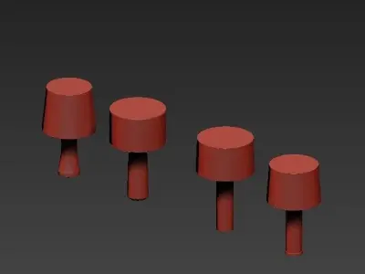Table four marble lamps on shelf 3D model