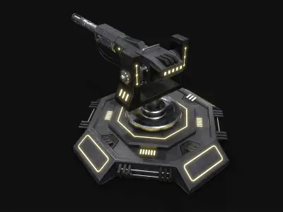 Low Poly Sci-Fi Turret V2 UPDATED Low-poly 3D model
