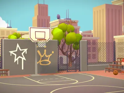 Basketball playground game asset lowpoly city stylized Low-poly 3D model