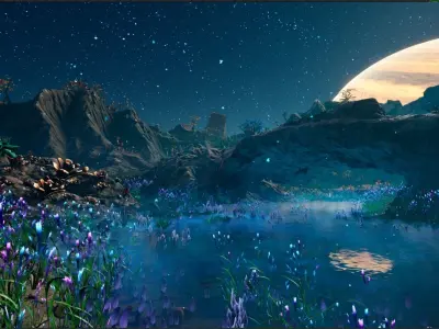 Alien Planet Fantasy Environment - Grassland Plants Low-poly 3D model