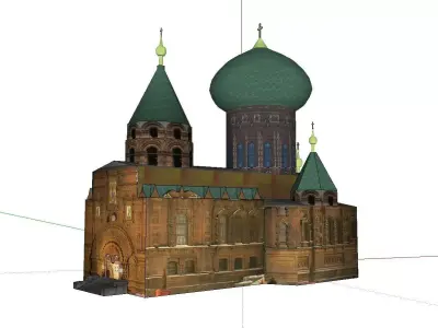 Architecture-Religion-God-Culture-Temple-019 church with two ... 3D model
