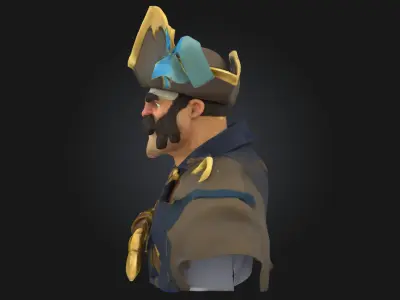 Captain Mustachio  Stylized Pirate Character 3D model