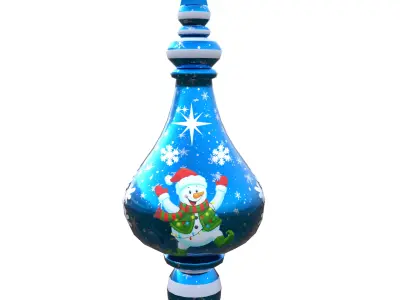 Charming Snowman Blue Holiday Bauble 3D Model PBR Only Quads Low-poly 3D model