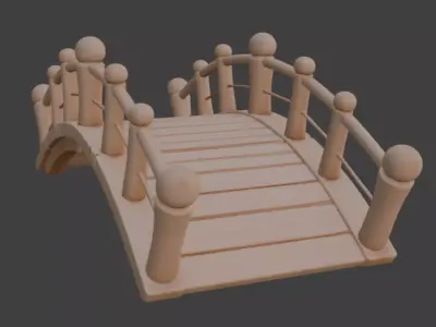 Realistic Garden Bridge Village Bridge 3d Model 3D model