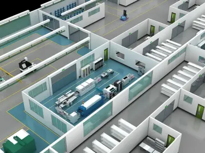 Factory floor plan 3D model