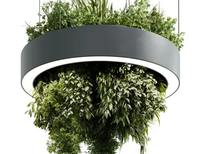 Circle pot light pendant - plant light hanging 30 3D model