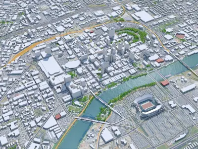 Nashville Downtown Tennessee USA Low-poly 3D model