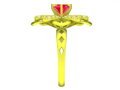 Elegant Floral Halo Diamond Ring 3D Model  4471 3D print model