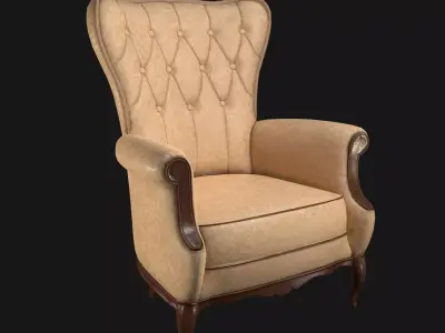 Chair PBR wingback Low-poly 3D model