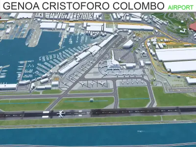 Genoa Cristoforo Colombo Airport 10km Low-poly 3D model