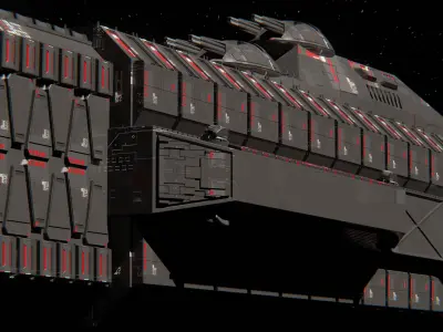 Sci-Fi Space Warship Kahaten-Class Titanica 3D model