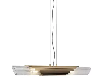 Harpia modern pendant light in brass and glass 3D model