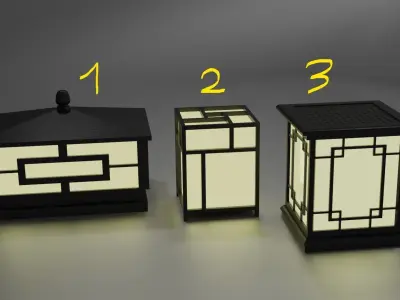 Japanse style candles Low-poly 3D model