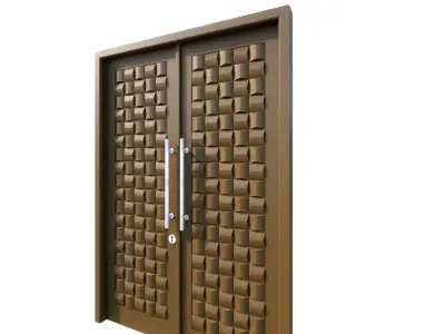 Pintu Anyam - Main Teak Wood Door Free 3D model