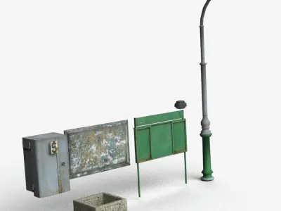 Urban Props low-poly pack Low-poly 3D model