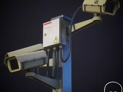 CCTV Street Pole - Game Ready - PBR Textured - Lowpoly Free low-poly 3D model