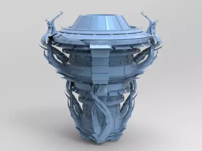 Dark weave Watchtower Low-poly 3D model