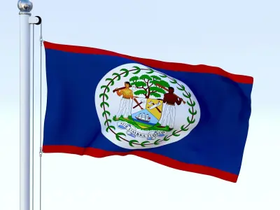 Animated Belize Flag Low-poly 3D model