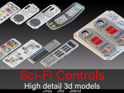 Sci-Fi Control Panel Kit 3D model
