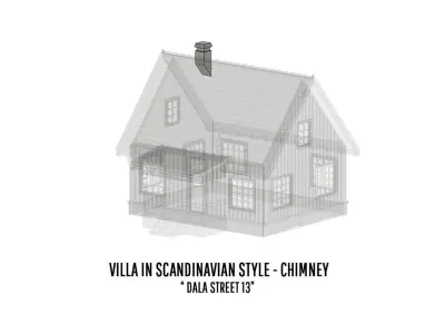 BUILD-0047 Villa Dalagatan in 4 variations H0-scale 3D print model