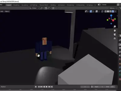a man standing at the monster Free 3D model