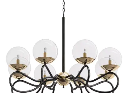 medison chandelier with glass globes and metal 3D model
