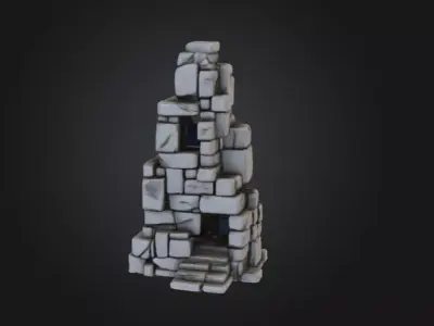 Ancient Stone Ruin Tower Low-poly 3D model