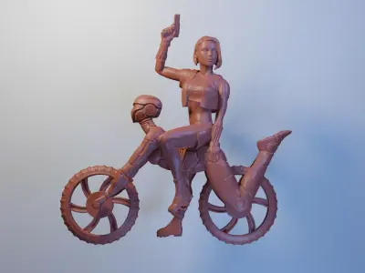 Minamoto woman riding bike 3D print model