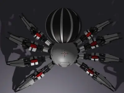 Robo-spider spider with parts Low-poly 3D model