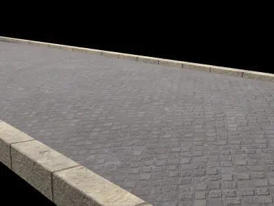 Aspalt and paving low poly street  Low-poly 3D model