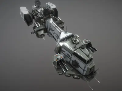 Sci-fi Assault Frigate Low-poly 3D model