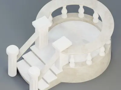 Stone balcony railing 3D model