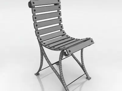 chair wooden slatted Free low-poly 3D model