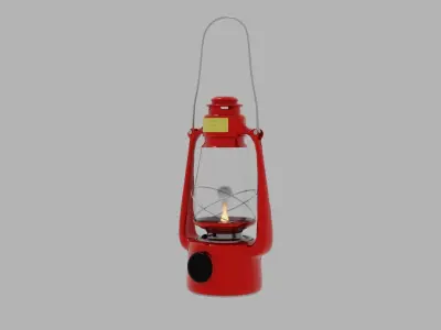 Red portable kerosene lamp 3D model