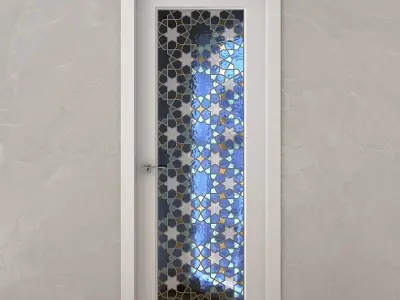 Interior door with a stained-glass arabic pattern 3D model