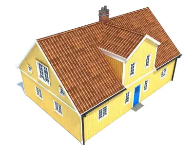 Swedish Yellow House Low-poly 3D model