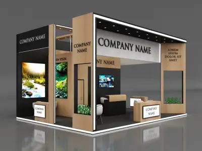 Booth Exhibition Stand Stall 8x6m Height 450 cm 3 Side Open 3D model