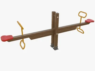3 Seesaw  Collection Playground Wooden Seesaw Teeter Totter 3D Model Pack
