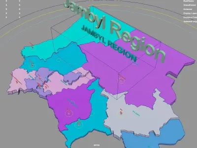 Jambyl Region  Kazakhstan map region geography political 3D model